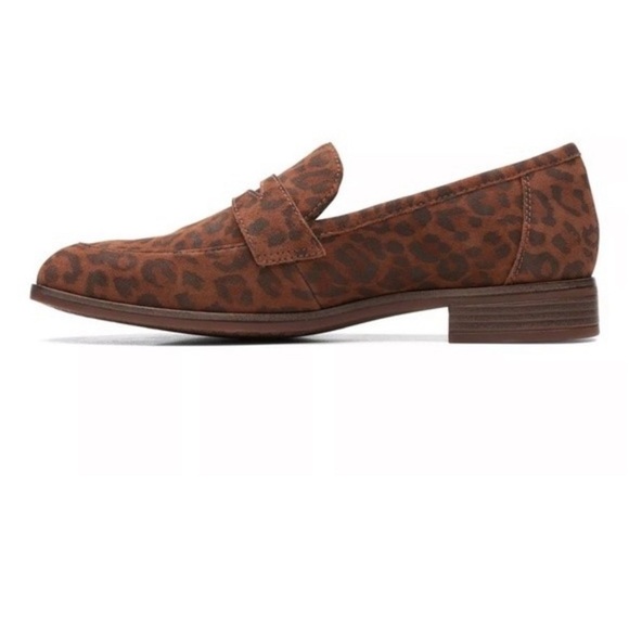 Clarks Trish Rose Suede Leather Animal Leopard Print Slip On Loafer 10M - Picture 5 of 12